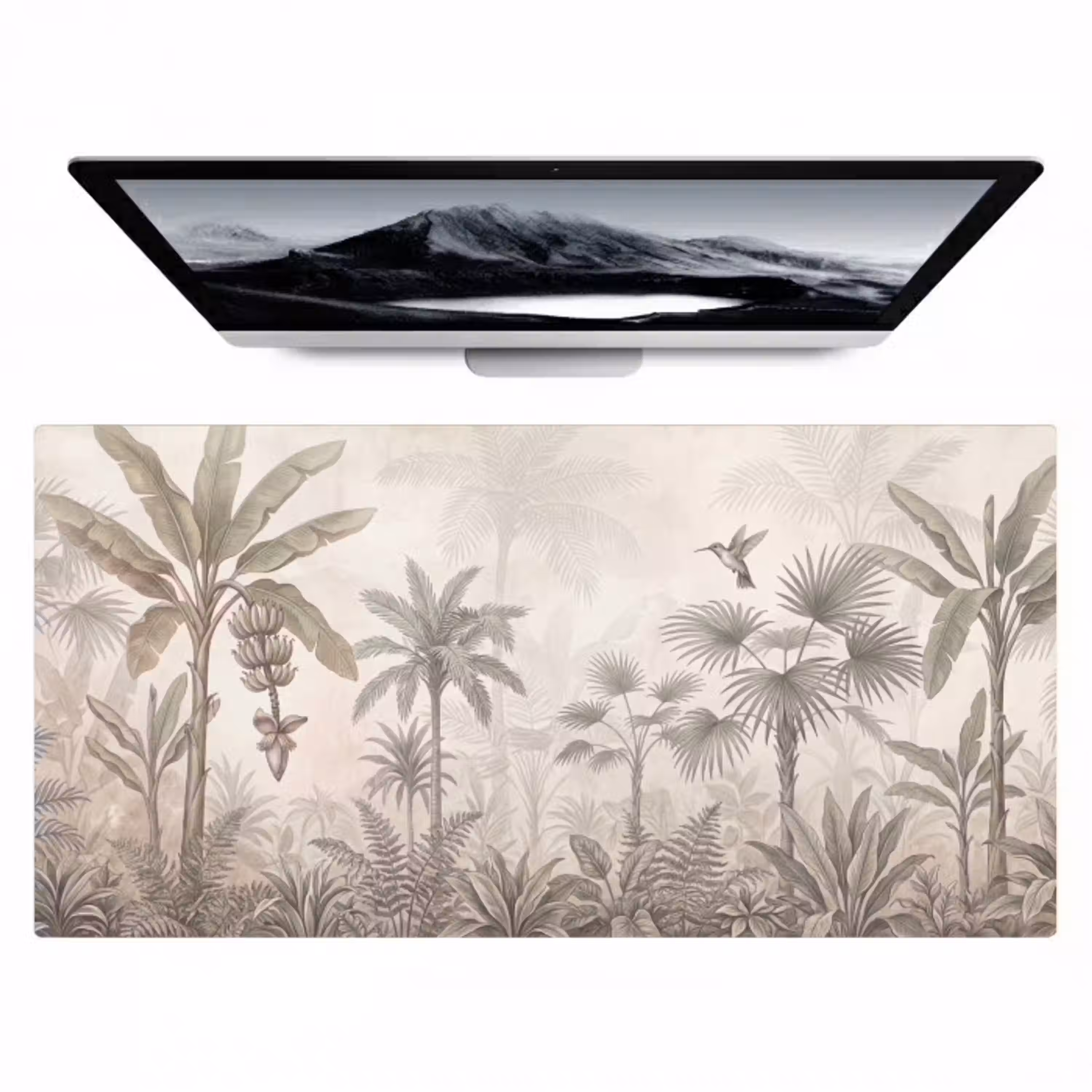 Jungle - Banenboom - Kolibrie - Beige Muismat XXL klein -zzz3d