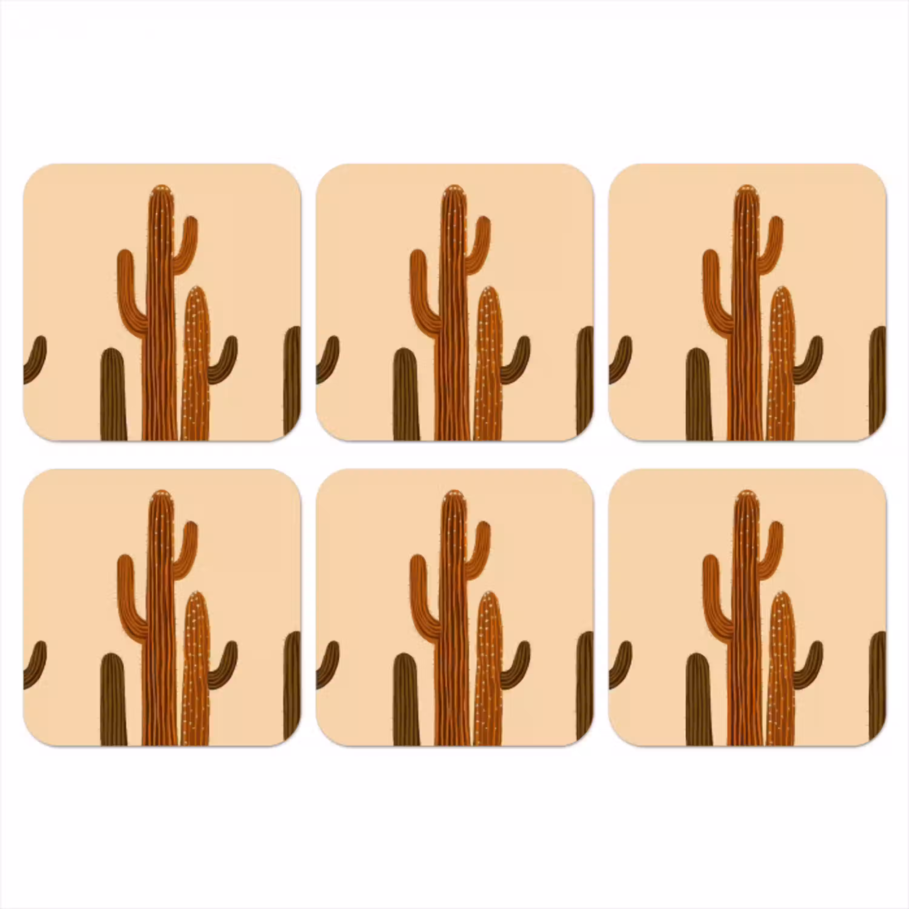Cactus - Woestijn - Zand - Bruin onderzetter kurk middel -3d