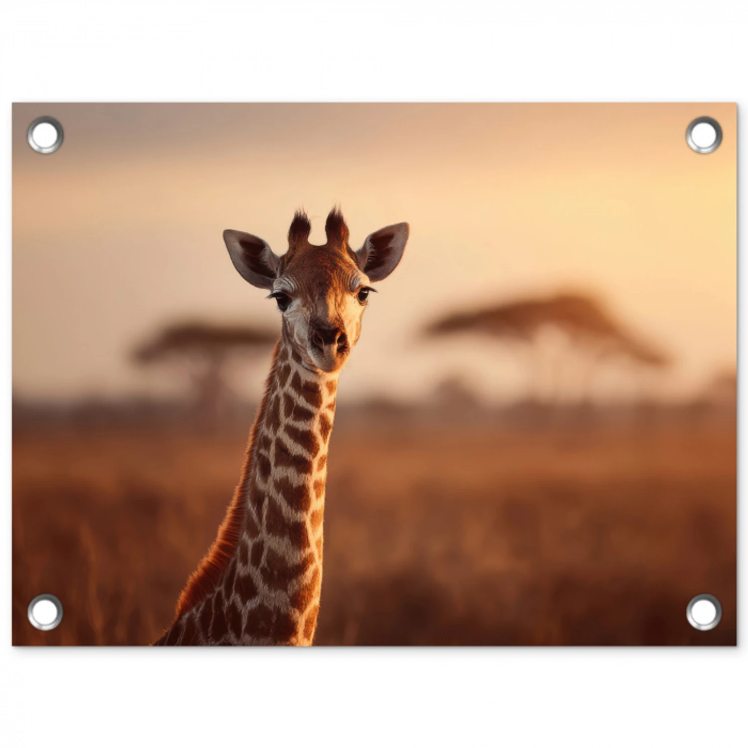 Giraf - Savanne - Bruin tuinposter los doek klein -3d