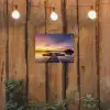 Steiger - Zonsondergang - Water - Zee - Reflectie tuinposter los doek klein -sfeer1