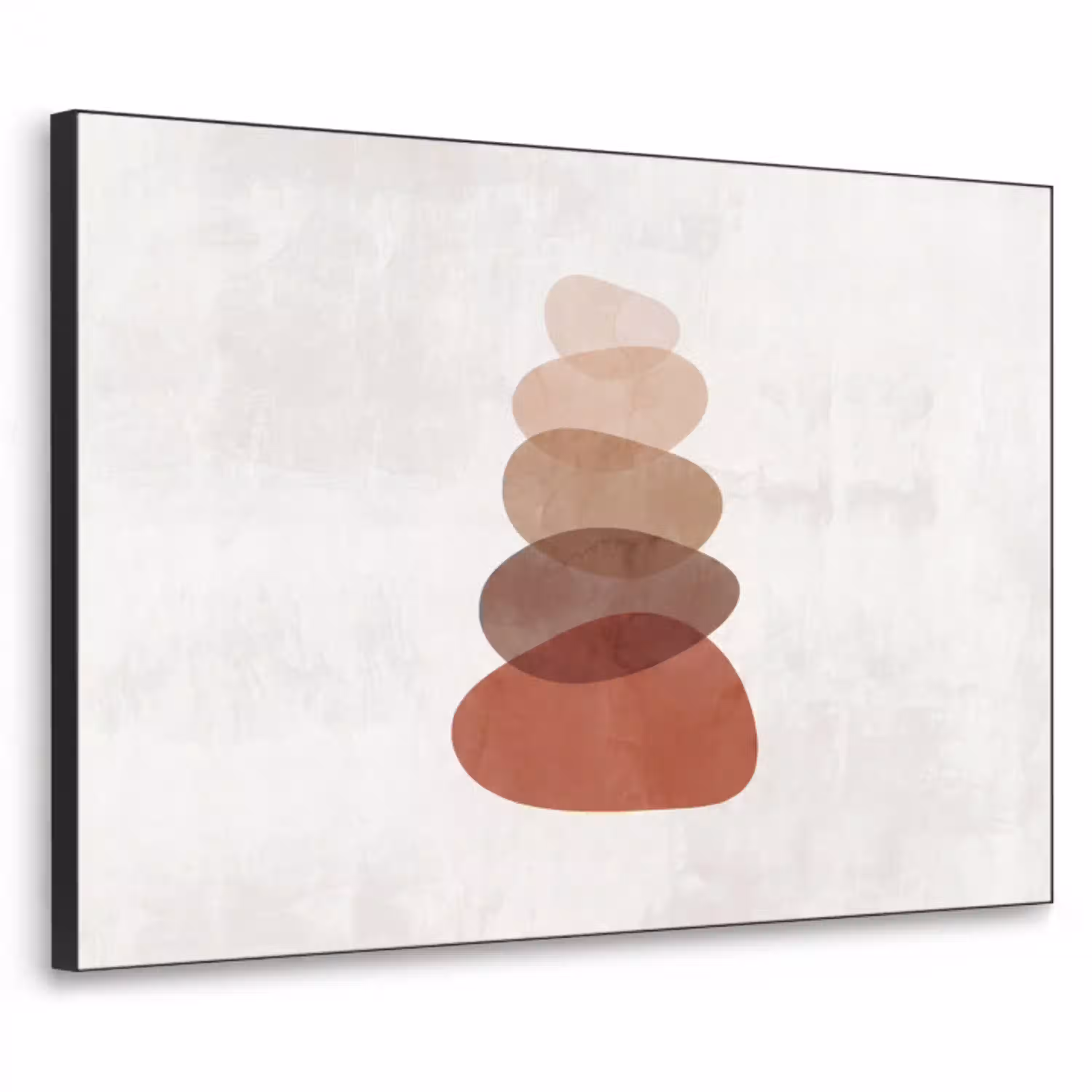 Abstractie - Gestapeld - Balans - Modern - Aardetinten Textielframe zwart klein -3d