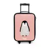 Pinguïn - Stippen - Roze - Minimalistisch Kinderkoffer - Zwart klein -3d