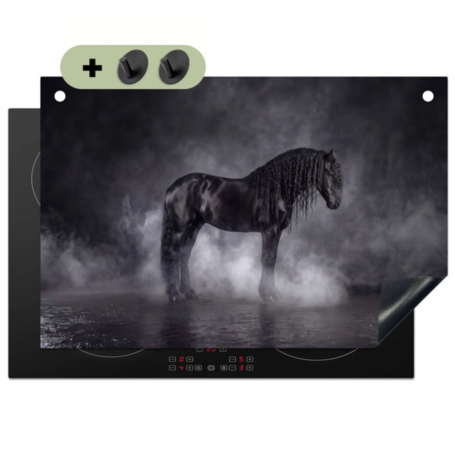Paard - Magisch - Zwart Inductie beschemer met haakjes klein -3d