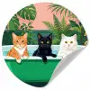 Badkamer - Kattenparade - Kleurrijk Wandcirkel behangsticker klein -3d