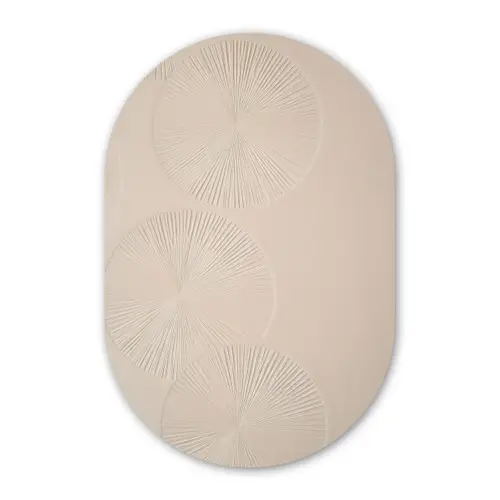 Japandi - Beige - Modern Wandcirkel Ovaal Glas middel -3d