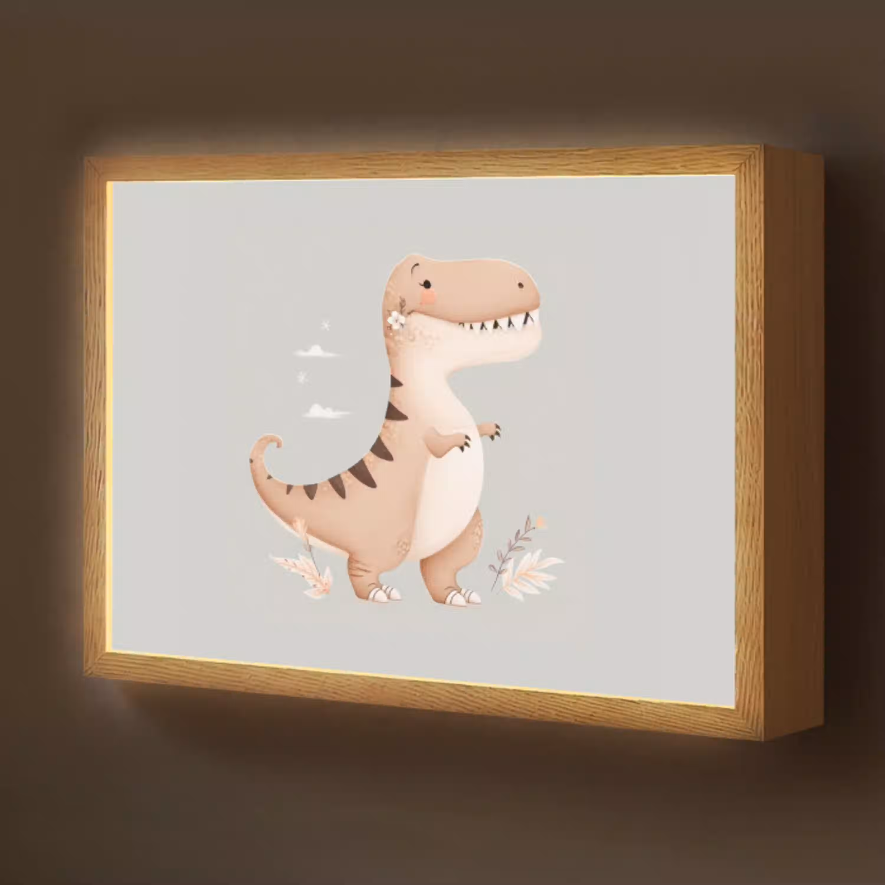 Dino  - Bloemen - Blauw Light Box met batterij (Wandlamp kind) middel -z3d_website