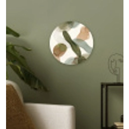 Abstract - Vormen - Modern - Kunst - Groen - Bruin Wandcirkel kunststof plaat 5mm dik klein -sfeer3