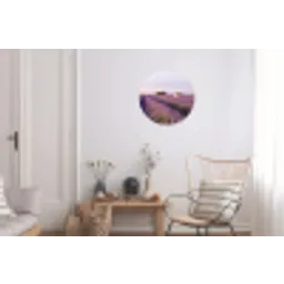 Lavendel - Landschap - Sereen - Paars Wandcirkel aluminium klein -woonkamer