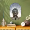 Boeddha hoofd - Buddha - Lucht - Spiritueel - Meditatie Wandcirkel Ovaal Forex klein -sfeer2