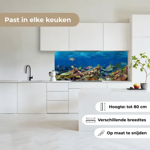 Onderwaterlandschap - Vissen - Schildpad - Blauw keuken achterwand 2 middel -sfeer4_NL