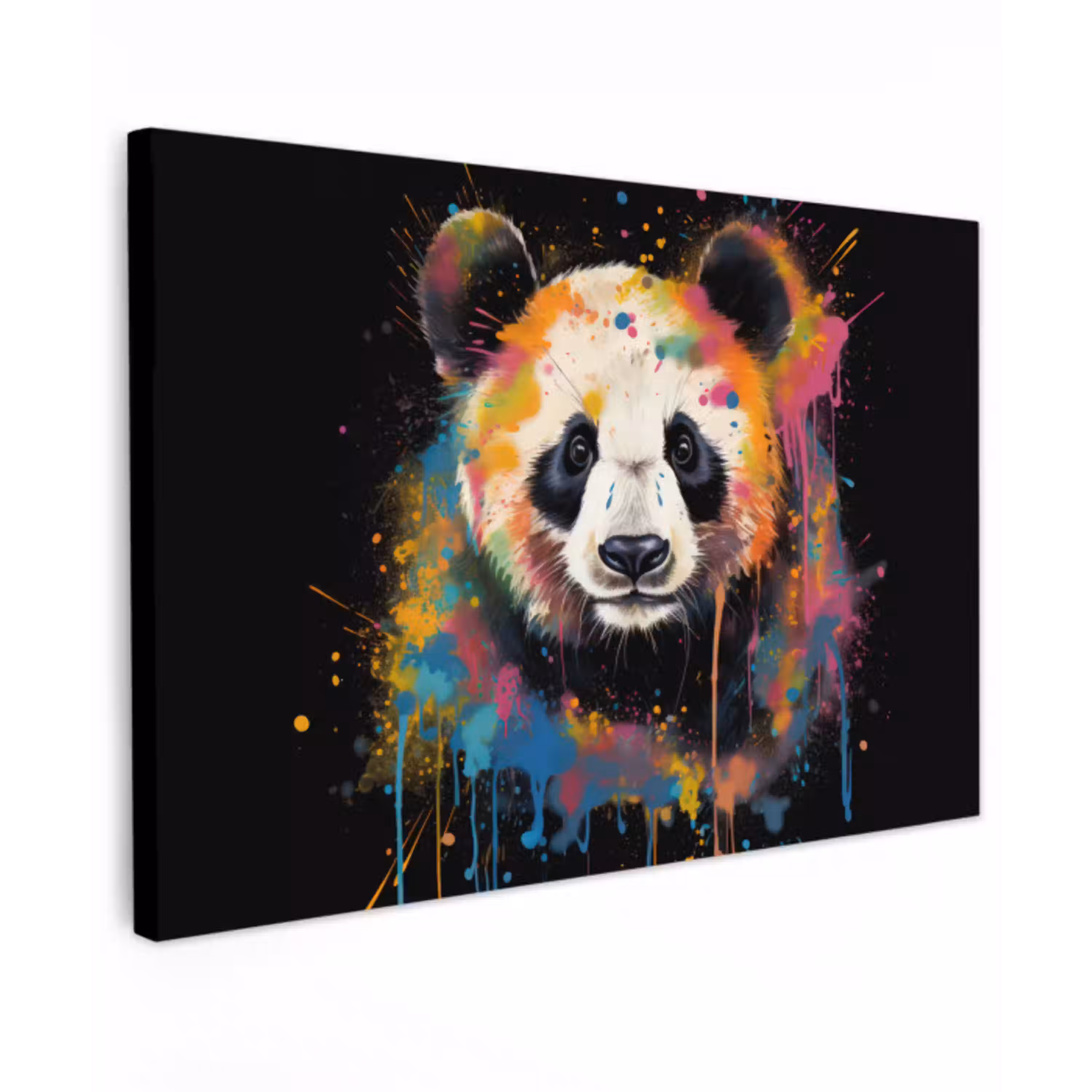 Panda - Graffiti - Dieren - Zwart - Kleuren canvas 2cm klein -z3d