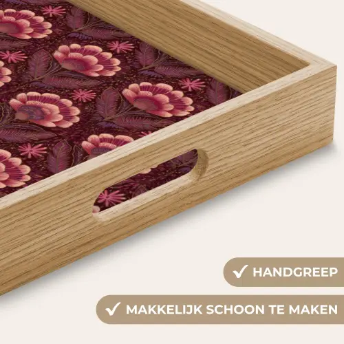 Bloemen - Waaier - Paars Dienblad Rechthoek middel 911 -USP_HandgreepNL