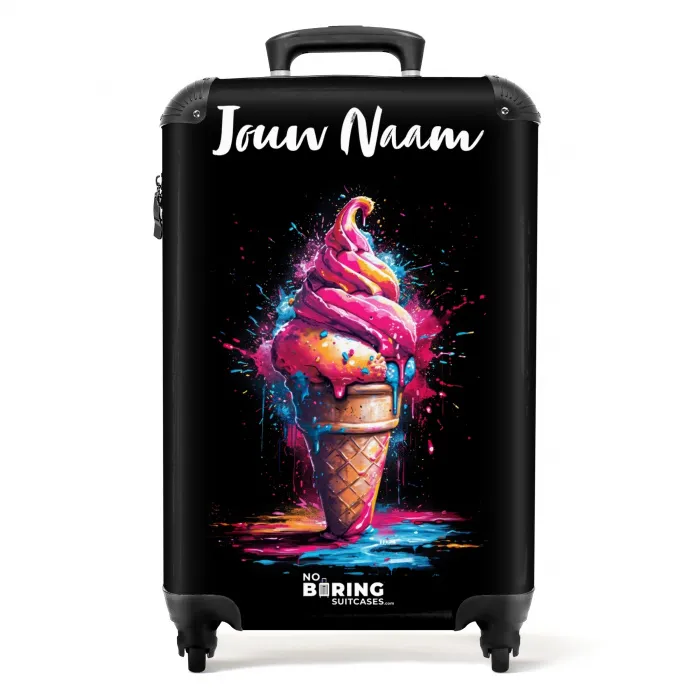 Ijshoorntje met Blauwe en Roze Verf NBS - Handbagage koffer - Kinderen Unisex middel -productfoto_recht