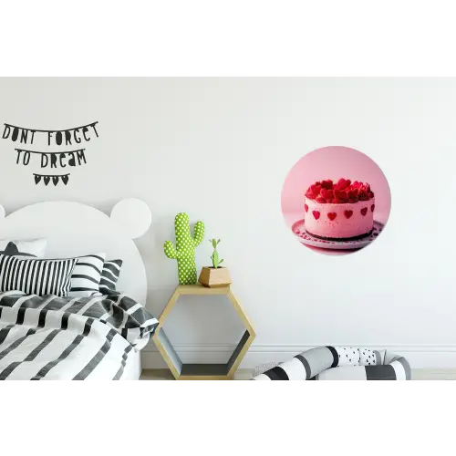 Taart - Hart - Roze Wandcirkel aluminium klein -kinderkamer