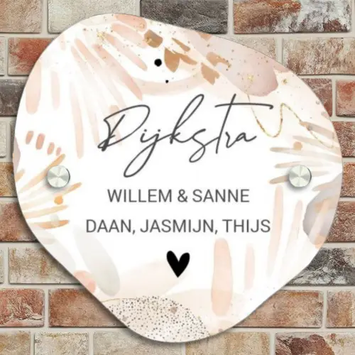 Abstract beige - Sierlijk Naambord Organisch middel -sfeer10