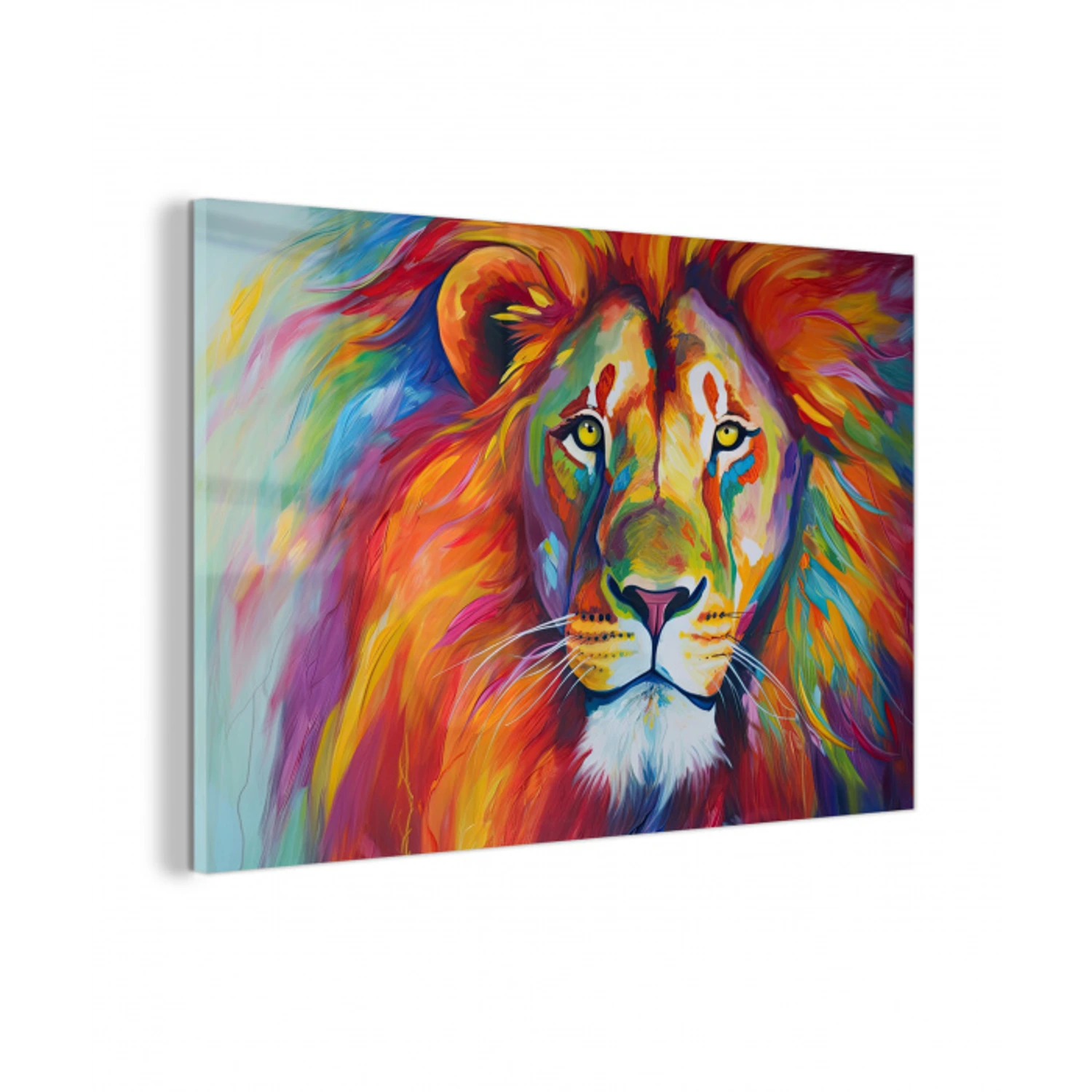 Leeuw - Dieren - Olieverf - Regenboog plexiglas 5mm klein -z3d