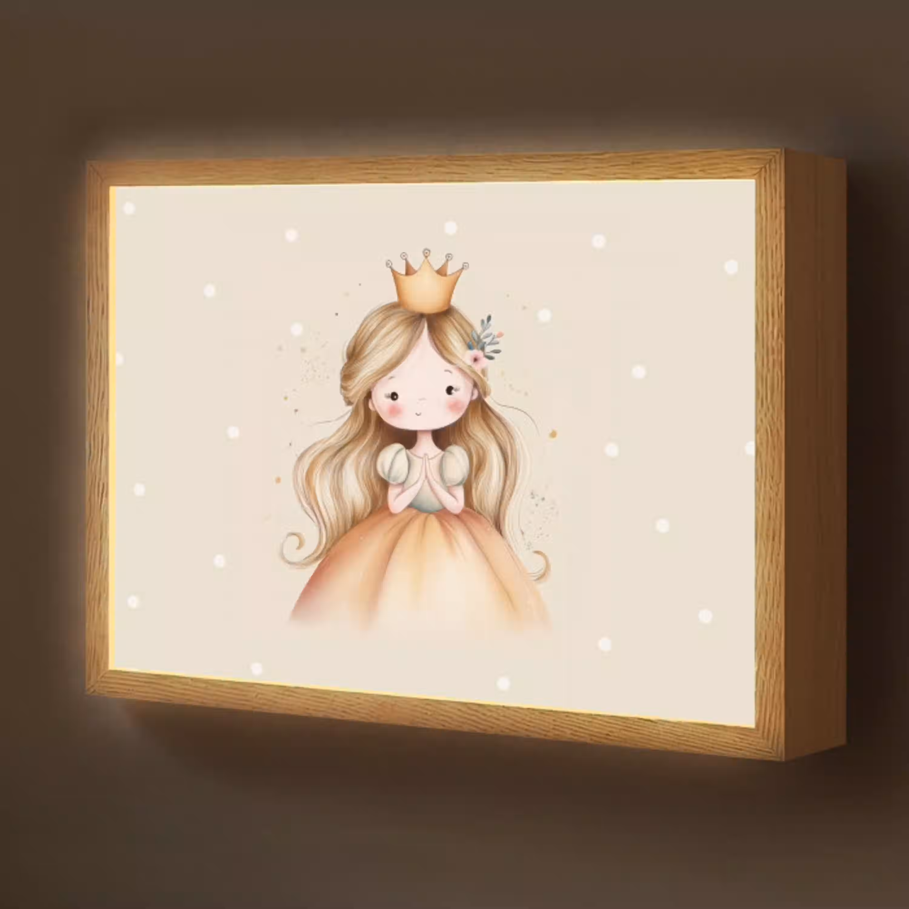 Prinses - Goud - Stippen Light Box met batterij (Wandlamp kind) middel -z3d_website
