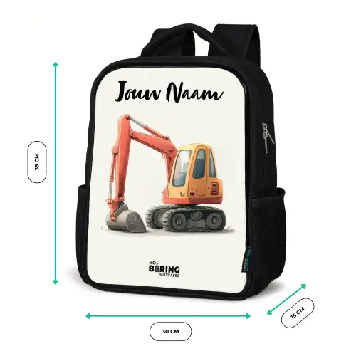 Graafmachine - Getekend - Oranje Rugzak - Zwart middel -productfoto_formaten