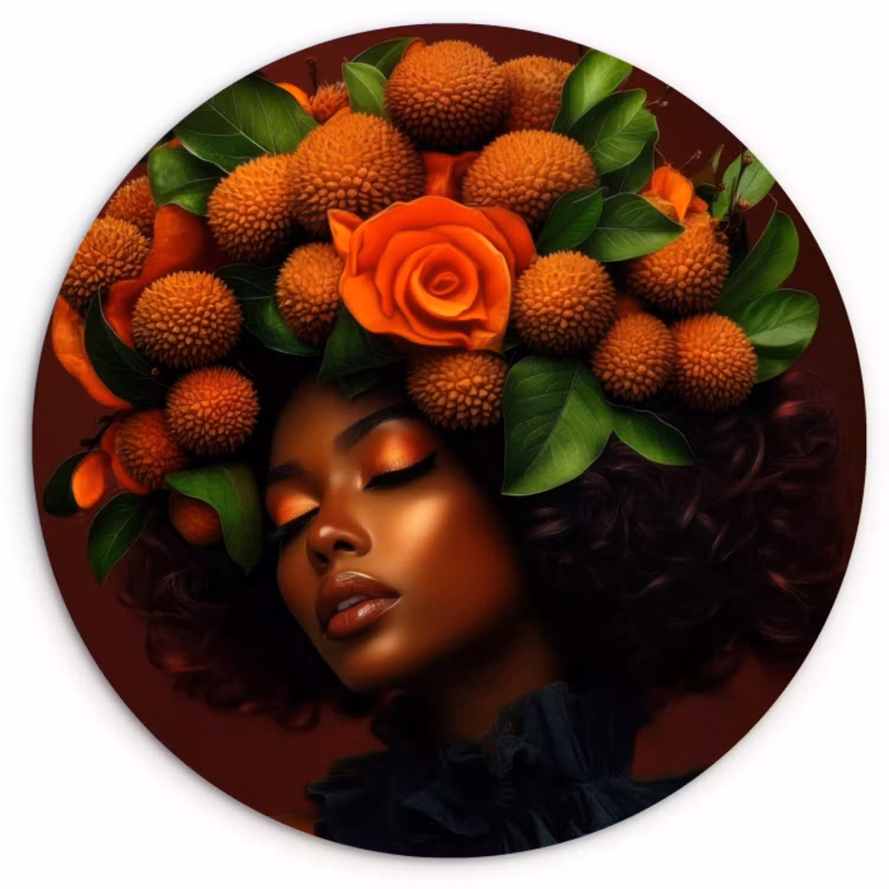 Vrouw - lychee - exotisch Wandcirkel plexiglas klein -3d
