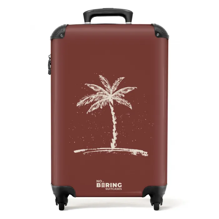 Palmbomen - Palmboom op mahoniebruine achtergrond NBS - Handbagage koffer - Kinderen Unisex middel -productfoto_recht