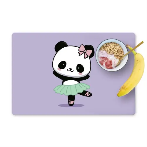Dansende panda - Paars - Sierlijk - Kawaii Placemat vinyl groot -zzzproduct_Kitchenyeah-website