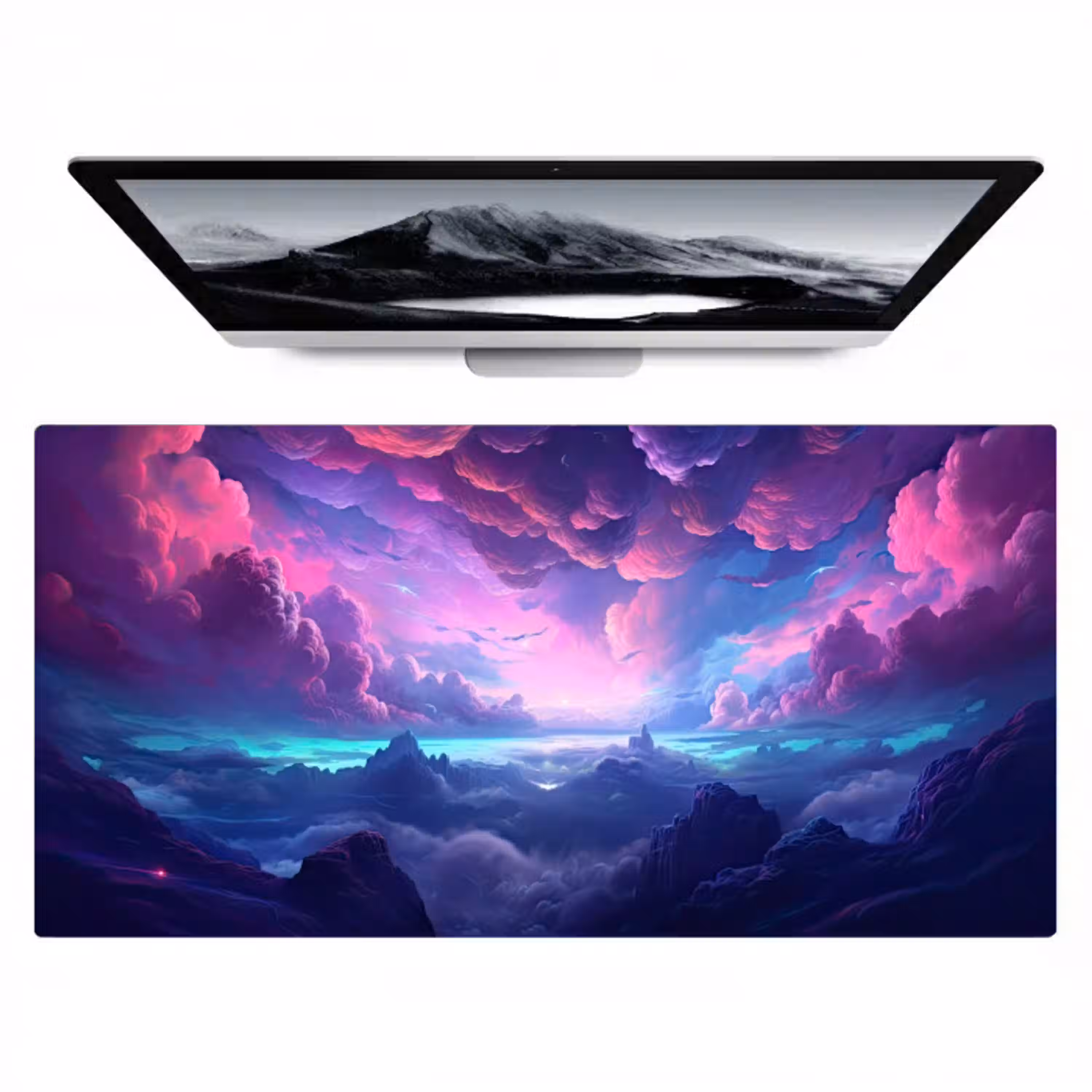 neon-wolken-roze-blauw-gaming Muismat XXL klein -zzz3d