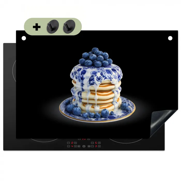 Pannenkoeken - Blauwe Bessen - Bord Inductie beschemer met haakjes klein -3d