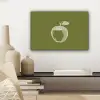 Lijntekening - Appel - Olijfgroen - Blaadje canvas 2cm klein -sfeer6