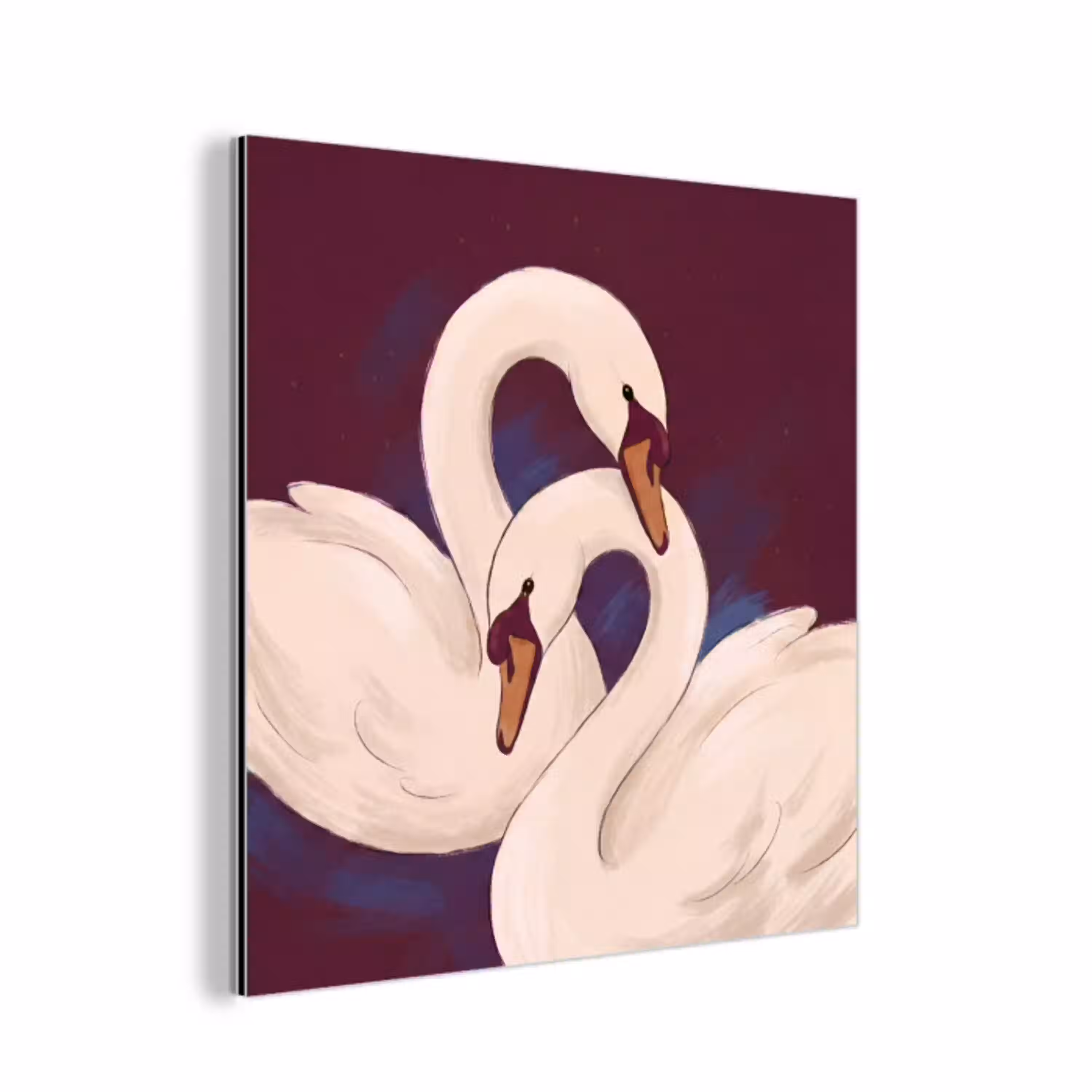 Vogel - Koppel - Liefde - Abstract - Wit aluminium wit klein -3d