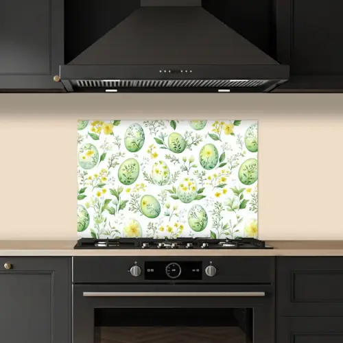Patroon - Groen - Eieren keuken achterwand spatscherm klein -sfeer1