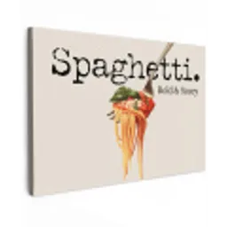 Spaghetti - tomatensaus - Parmezaanse kaas Tuinposter op houten frame 2 cm dik klein -3d
