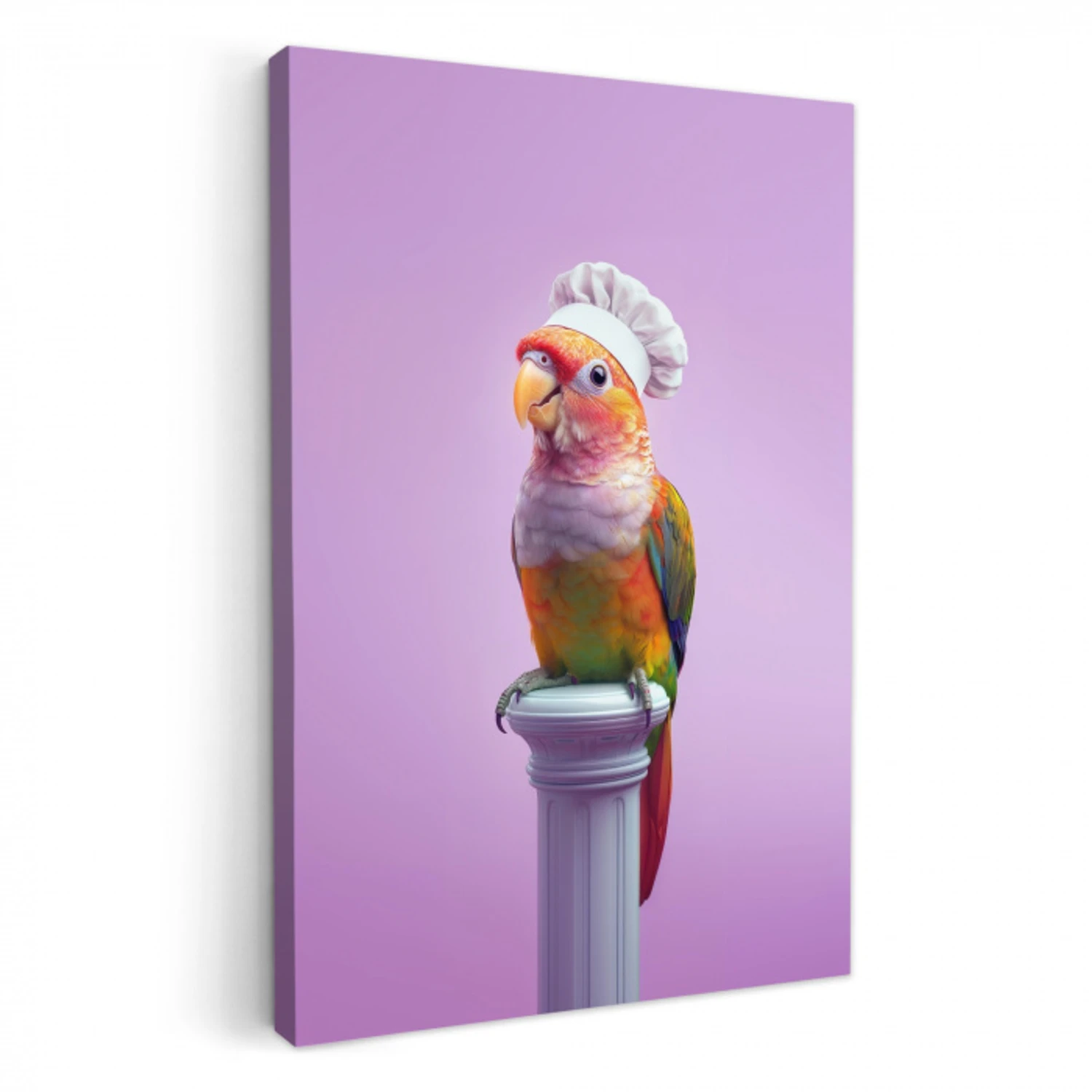 Papegaai - Koksmuts - Pilaar - Vogel KitchenYeah - Keuken - Canvas klein -3d
