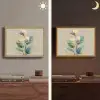 Paradijsvogelbloemen - Blauwgroene bladeren - Beige Light Box met batterij (Wandlamp) middel -sfeer3