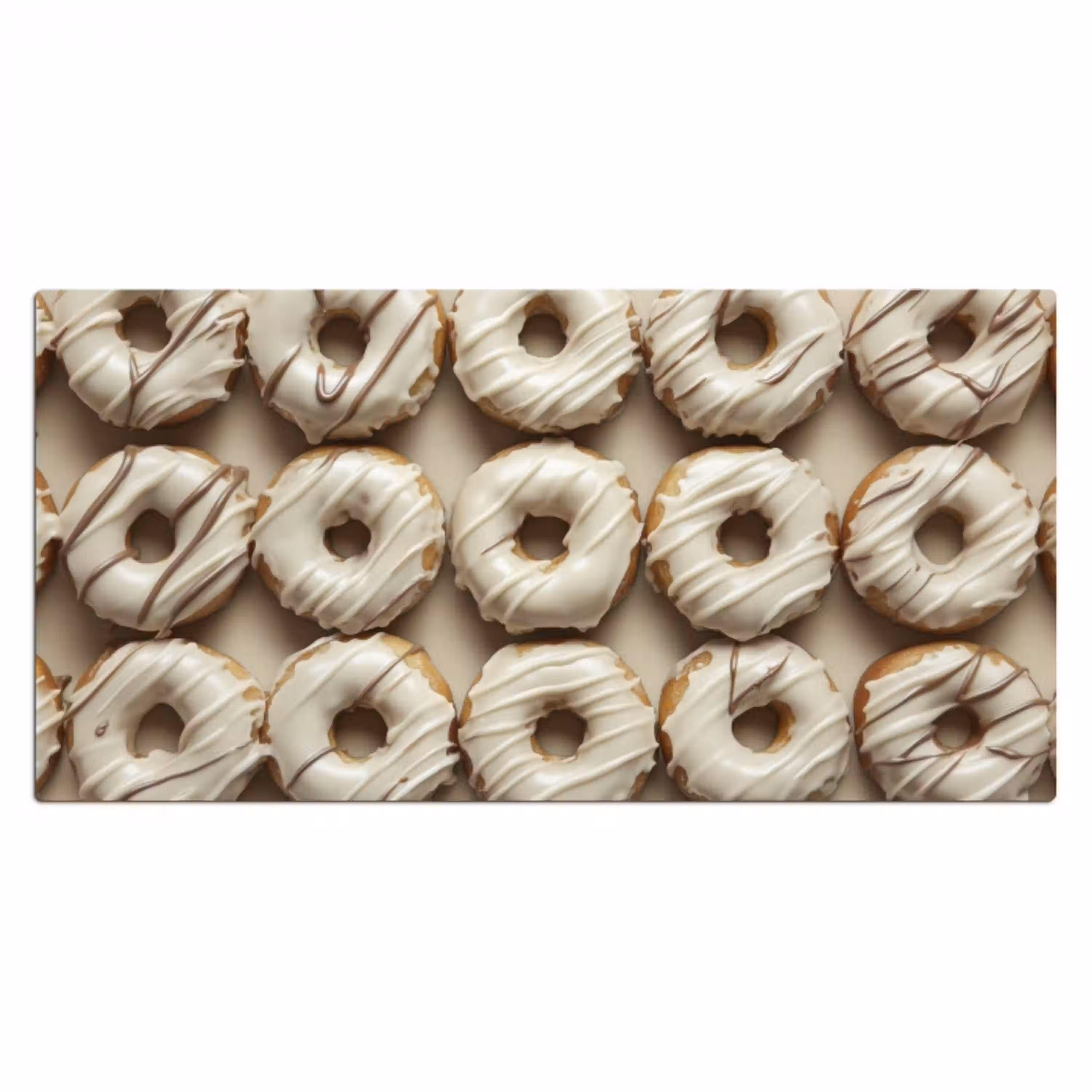 Donuts - Chocolade - Wit - Beige Muismat XXL klein -3d_leeg