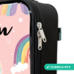 Regenboog - Patroon - Pastel Kinderkoffer - Zwart klein -rits_NL
