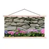 Hortensia’s - Stenen - Muur - Bloemen textielposter latten blank klein -3d