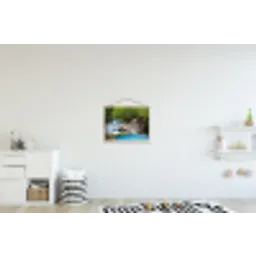 Waterval - Natuur  - Rivier - Bos - Water textielposter latten blank klein -kinderkamer