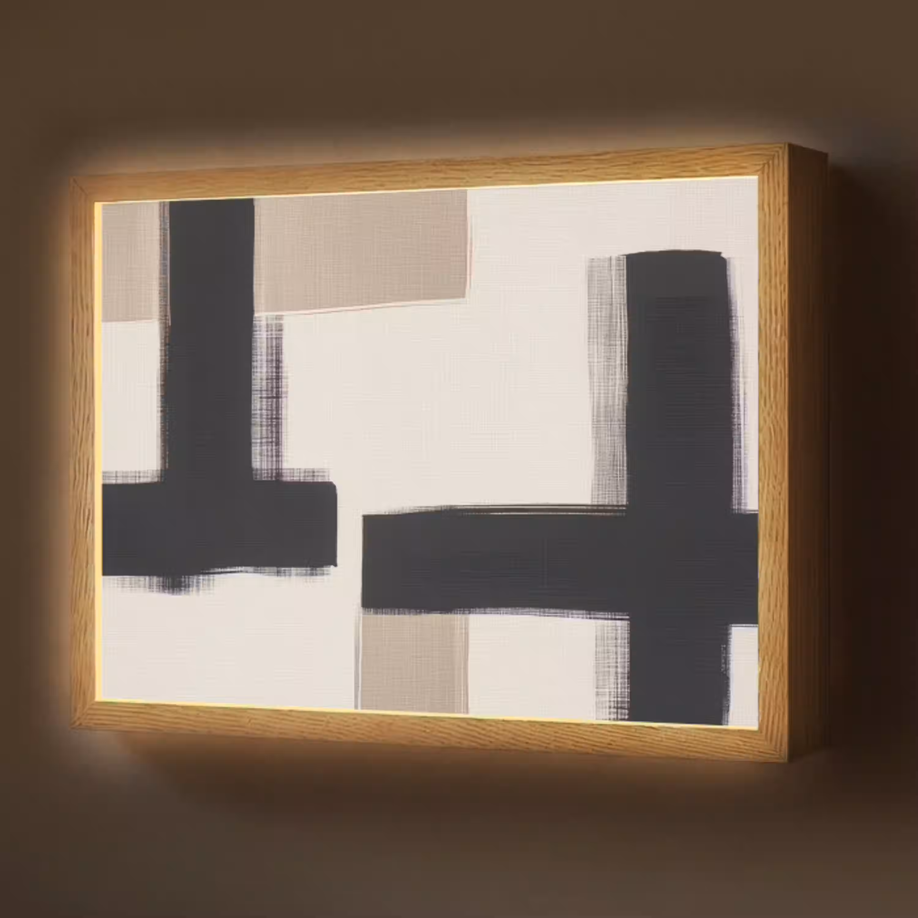 Zwart - Abstract - Japandi Light Box met batterij (Wandlamp) middel -z3d_website
