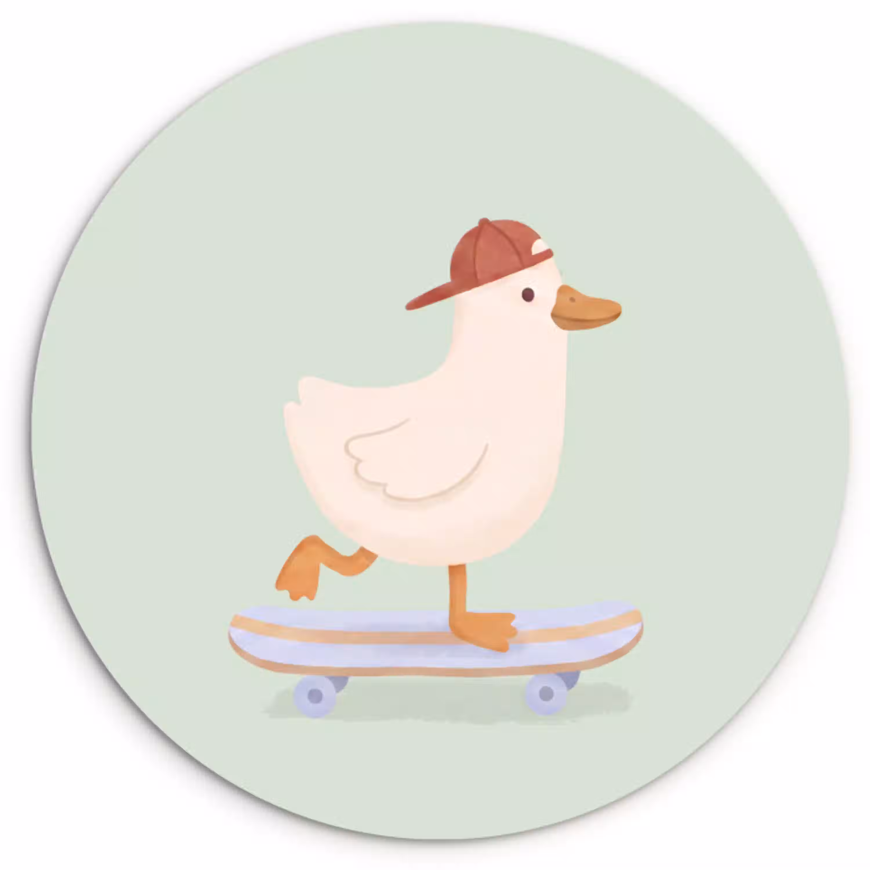 Vogel - Skateboard - Dieren - Cartoon - Speels Wandcirkel kunststof plaat 5mm dik klein -3d