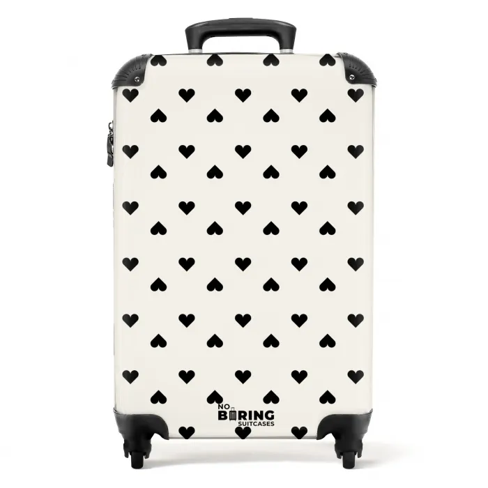 Valentijn harten in ruitpatroon zwart NBS - Handbagage koffer - Kinderen Unisex middel -productfoto_recht