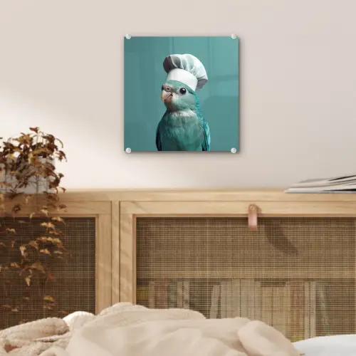 Parkiet - Vogel - Koksmuts - Cute plexiglas 5mm klein -sfeer4