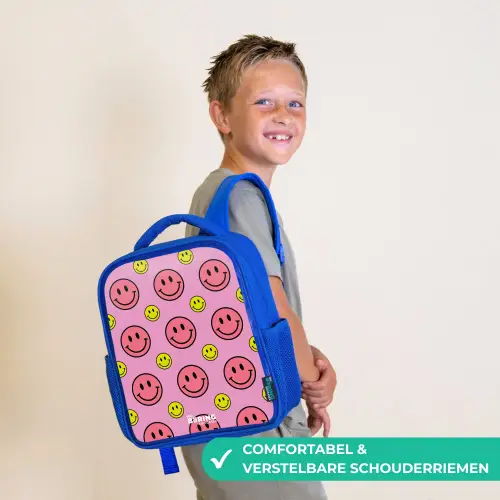 All smiles roze Kinderrugzak - Blauw middel -sfeer3_NL