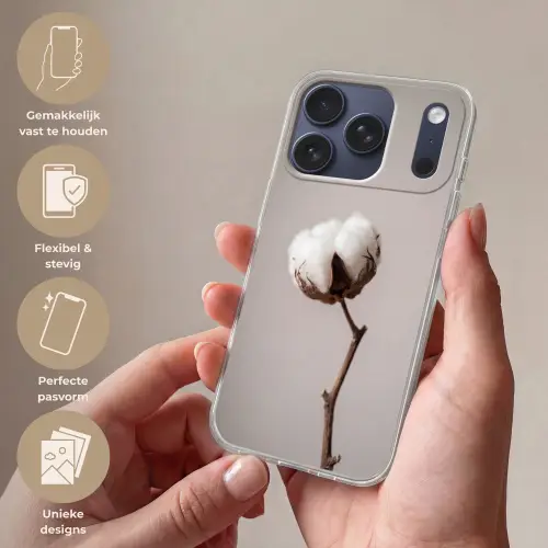 Katoenbol - Minimalistisch - Wit Telefoonhoesje iPhone 17 Pro klein -sfeer3_NL