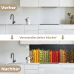 Specerijen - Kruiden - Banen - Regenboog keuken achterwand 2 middel -voor-na_DE