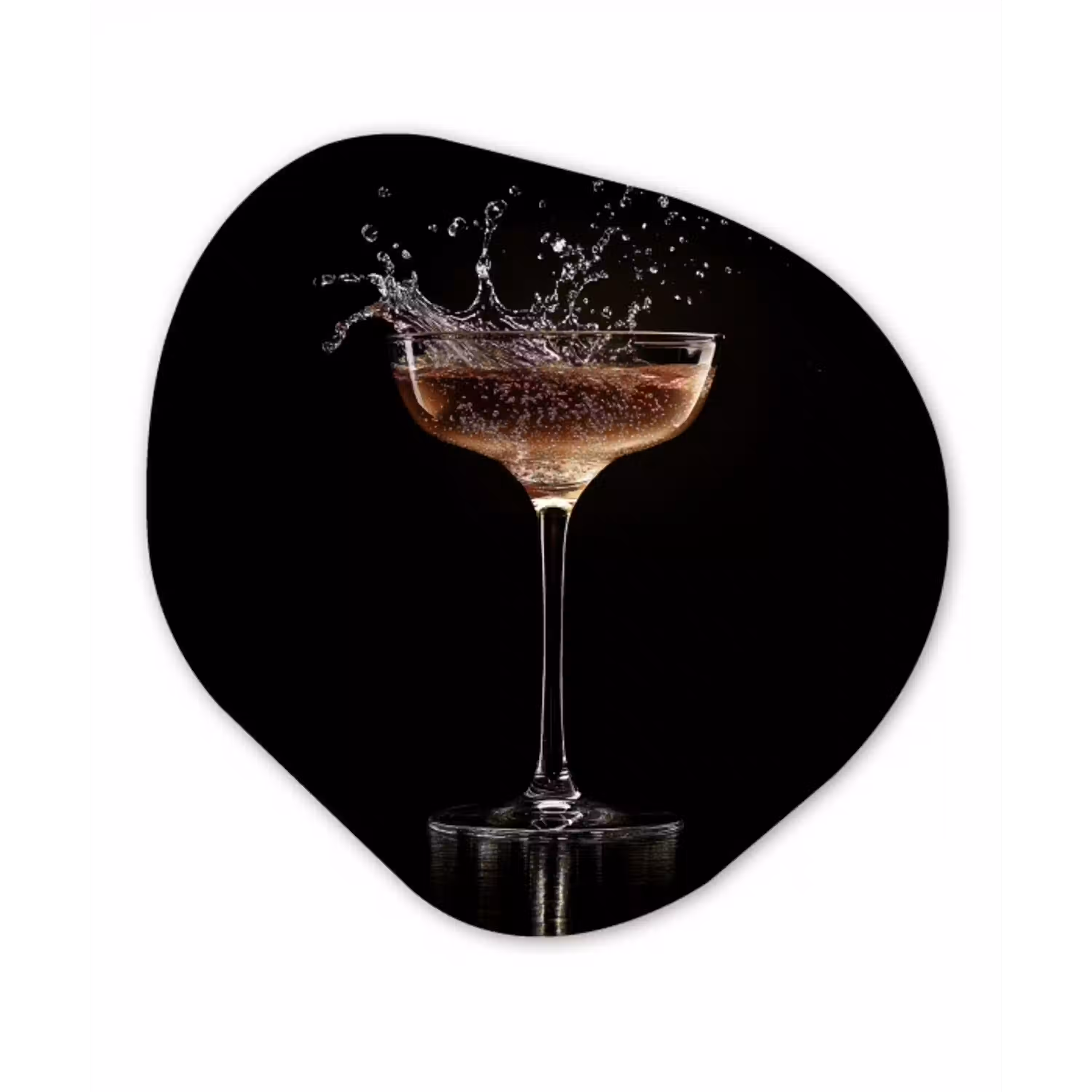 Cocktail - Zwart - Spetters - Glas Wandcirkel Organisch Aluminium middel -3d