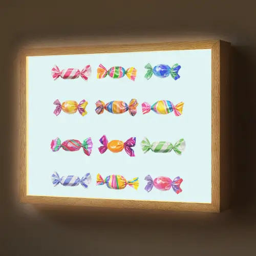 Snoepjes - Realistisch - Kleurrijk Light Box met batterij (Wandlamp) middel -z3d_website