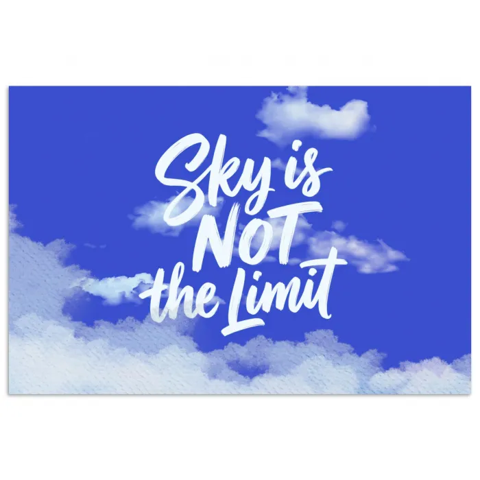 Sky is not the limit - Blauwe lucht - Wolken poster papier klein -3d