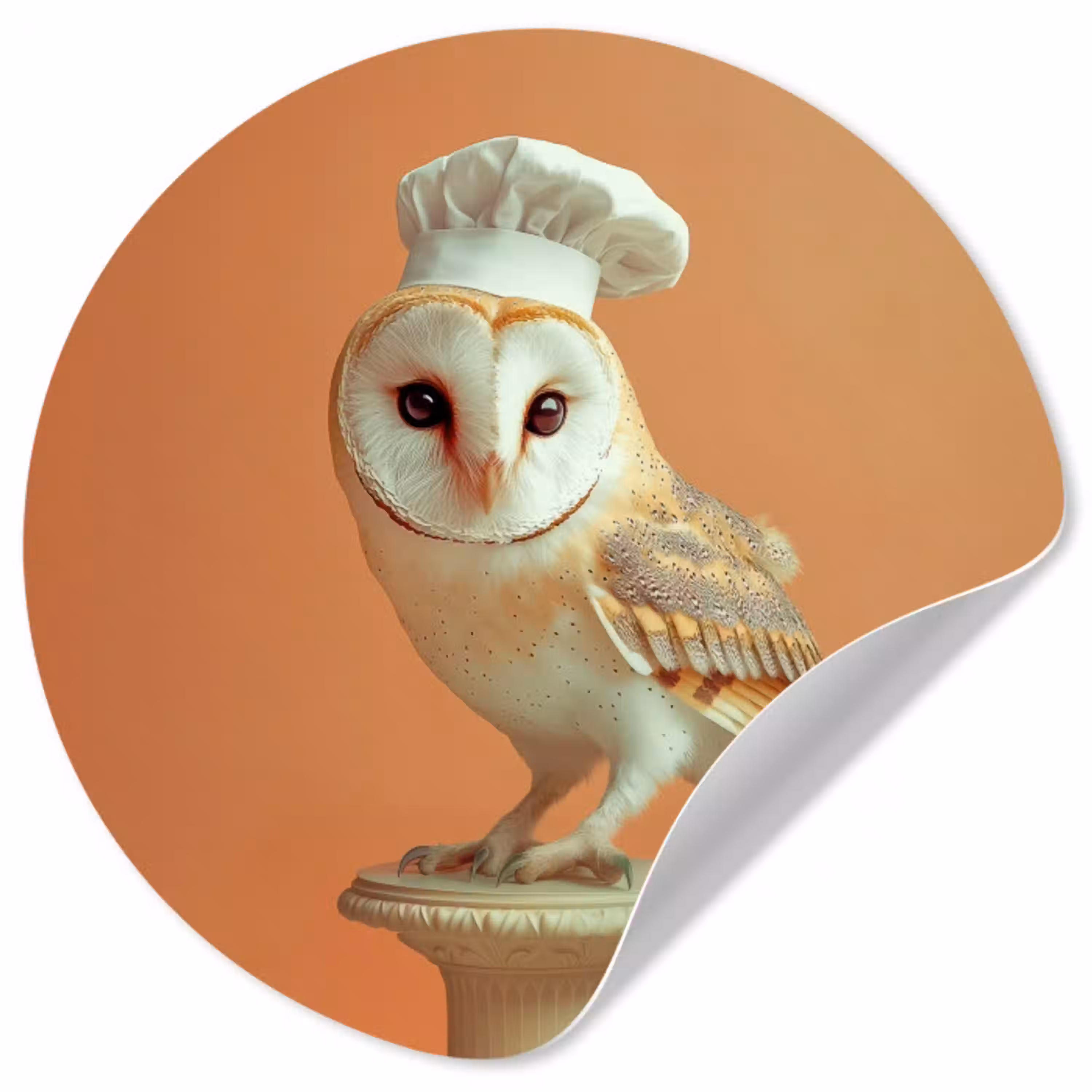 Kerkuil - Koksmuts - Oranje - Vogel Wandcirkel behangsticker klein -3d