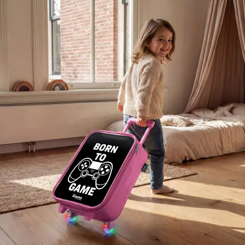 Born to game met controller Kinderkoffer - Roze klein -sfeer1