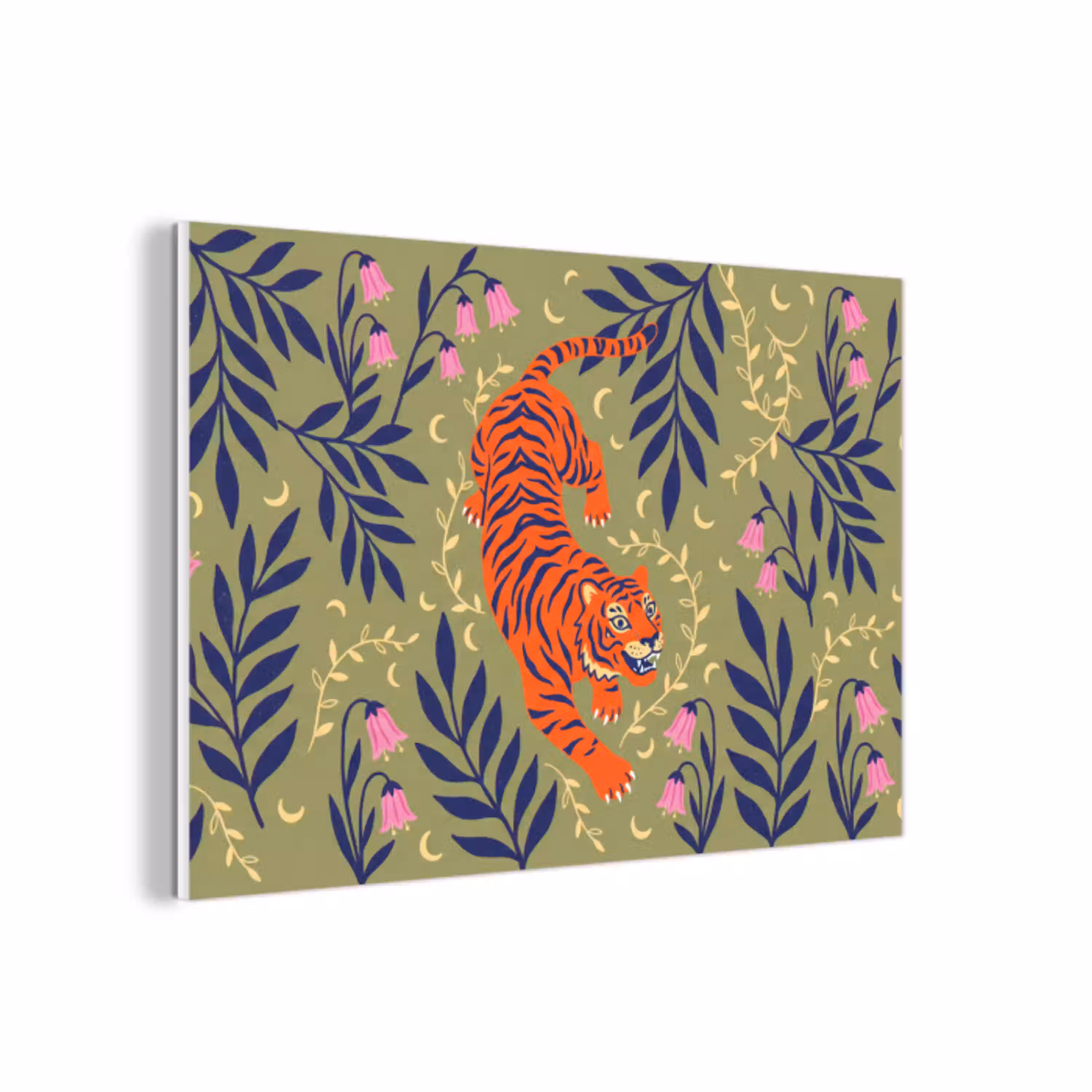 Tijger - Bladeren - Dieren - Illustratie - Oranje forex 5mm xxl -3d
